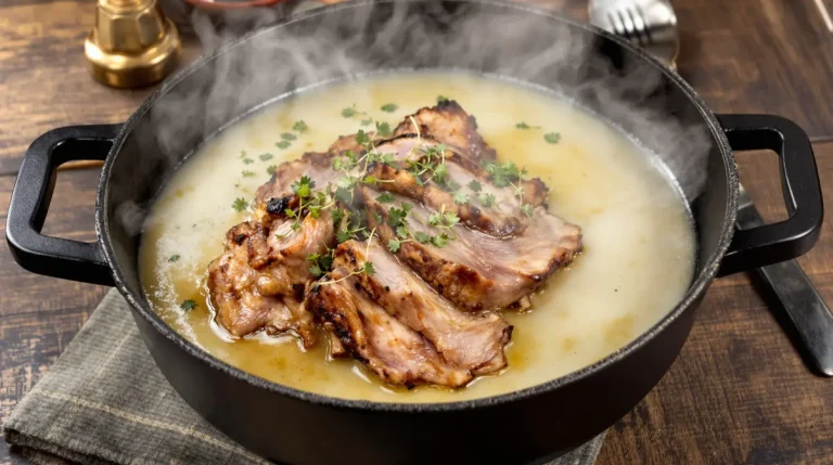 Ce rôti de porc cuit au lait est si fondant qu’il se coupe à la cuillère, une vraie viande beurre Ce rôti de porc cuit au lait est si fondant qu’il se coupe à la cuillère, une vraie viande beurre